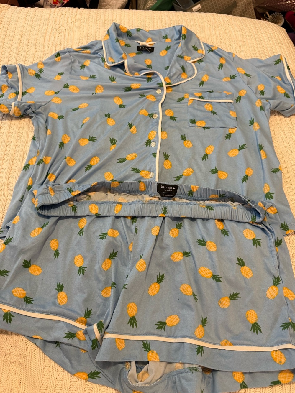 kate spade Blue Pineapple Short Pajama Set